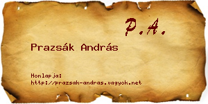 Prazsák András névjegykártya