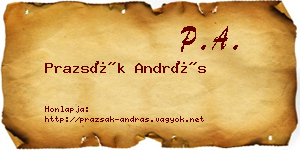 Prazsák András névjegykártya
